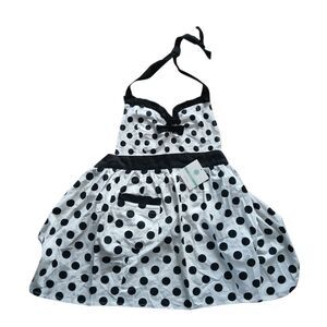 Martha Stewart Black and White Polka Dot Apron Sweetheart Neckline 100% Cotton
